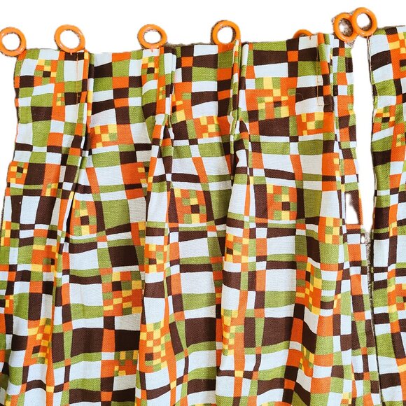 MCM Funky 70's Heavy Cotton Curtains - Pair Two - Picture 6 of 8